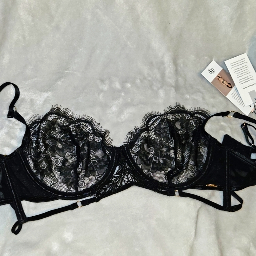 VICTORIA'S SECRET BLUEBELLA LUMI LACE BRA IN BLACK - SIZE 36B - NWT